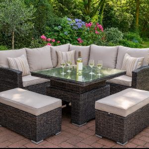 Sevilla Corner Rising Table Dining Sofa Set Brown Black Weave EX WAREHOUSE,…ANOTHER £600 OFF!...£899